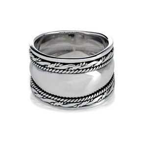 Sterling Silver Ring with Braid and Rope Edges